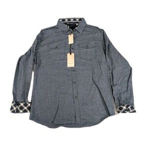 Nomad By Craft+Flow Blue Patterned Flannel Button Up Shirt Men's Size M